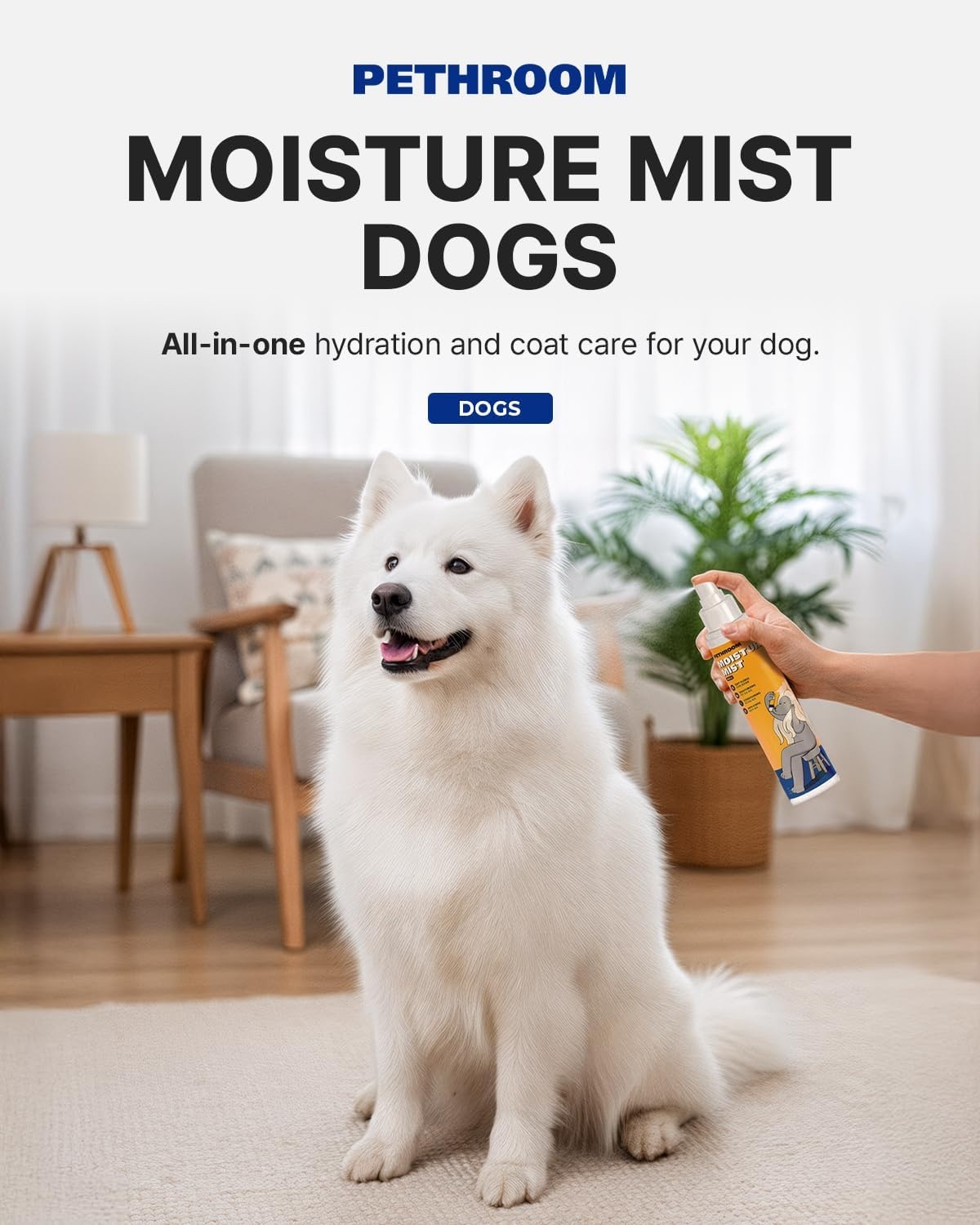 image:imagePETHROOM Dog Moisture Mist Hydrating amp Dematting Dander Spray Floral Refreshing Scent Deodorizing Perfume Conditioner for Dogs EWG Verified 51 Fl Oz