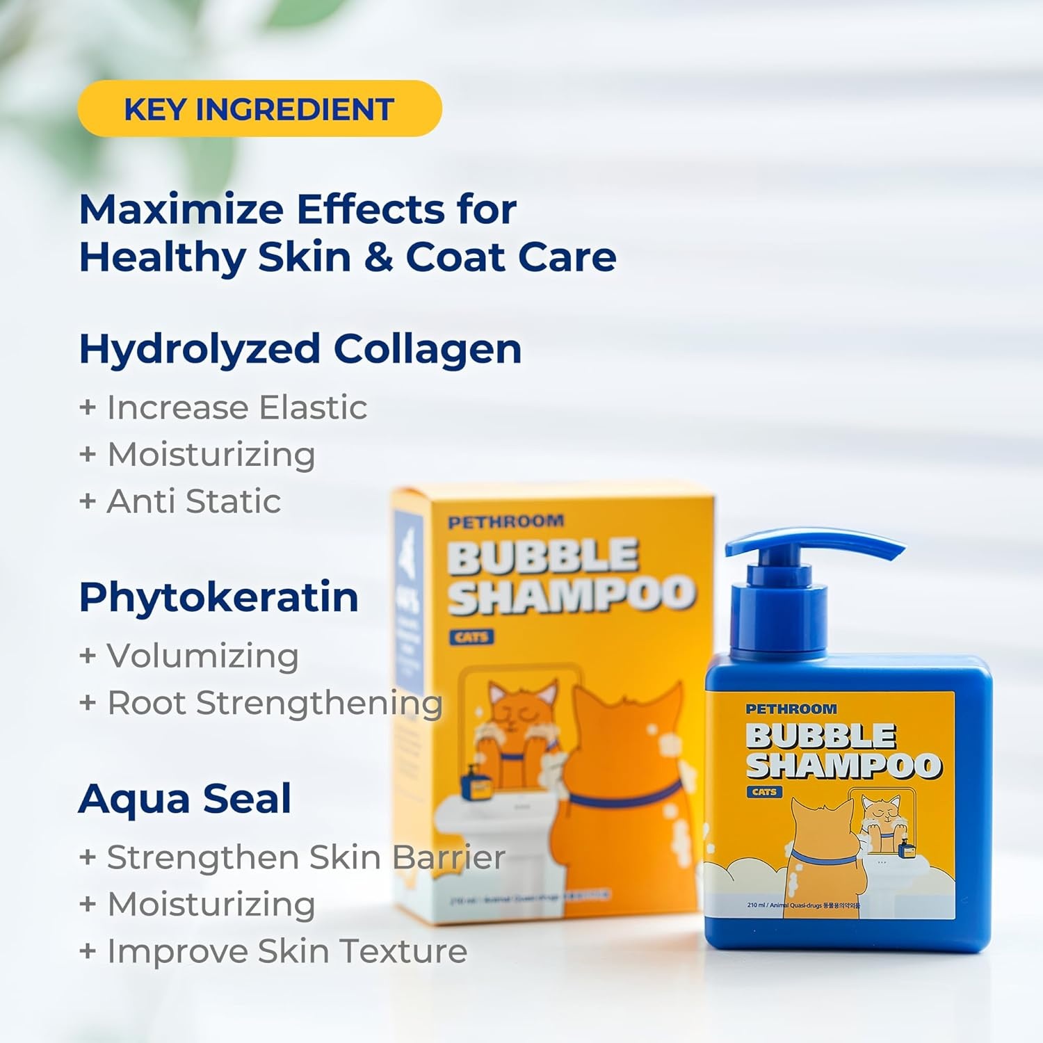 image:imagePETHROOM Premium Cat Silky Shampoo amp Conditioning Strengthen Skin Barrier Hypoallergenic TearFree FragranceFree DeepCleansing Itch Relief Moisturizing Remove Odors