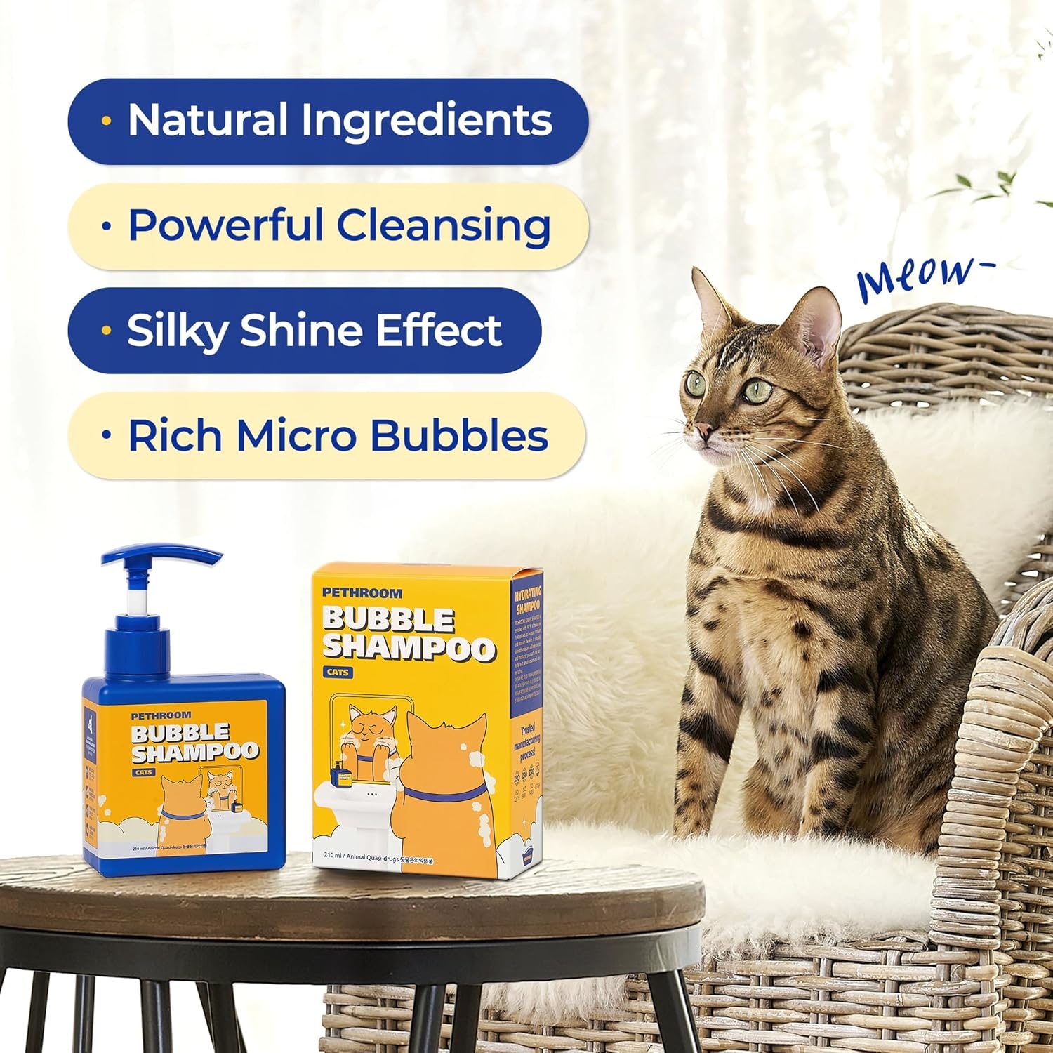 image:imagePETHROOM Premium Cat Silky Shampoo amp Conditioning Strengthen Skin Barrier Hypoallergenic TearFree FragranceFree DeepCleansing Itch Relief Moisturizing Remove Odors