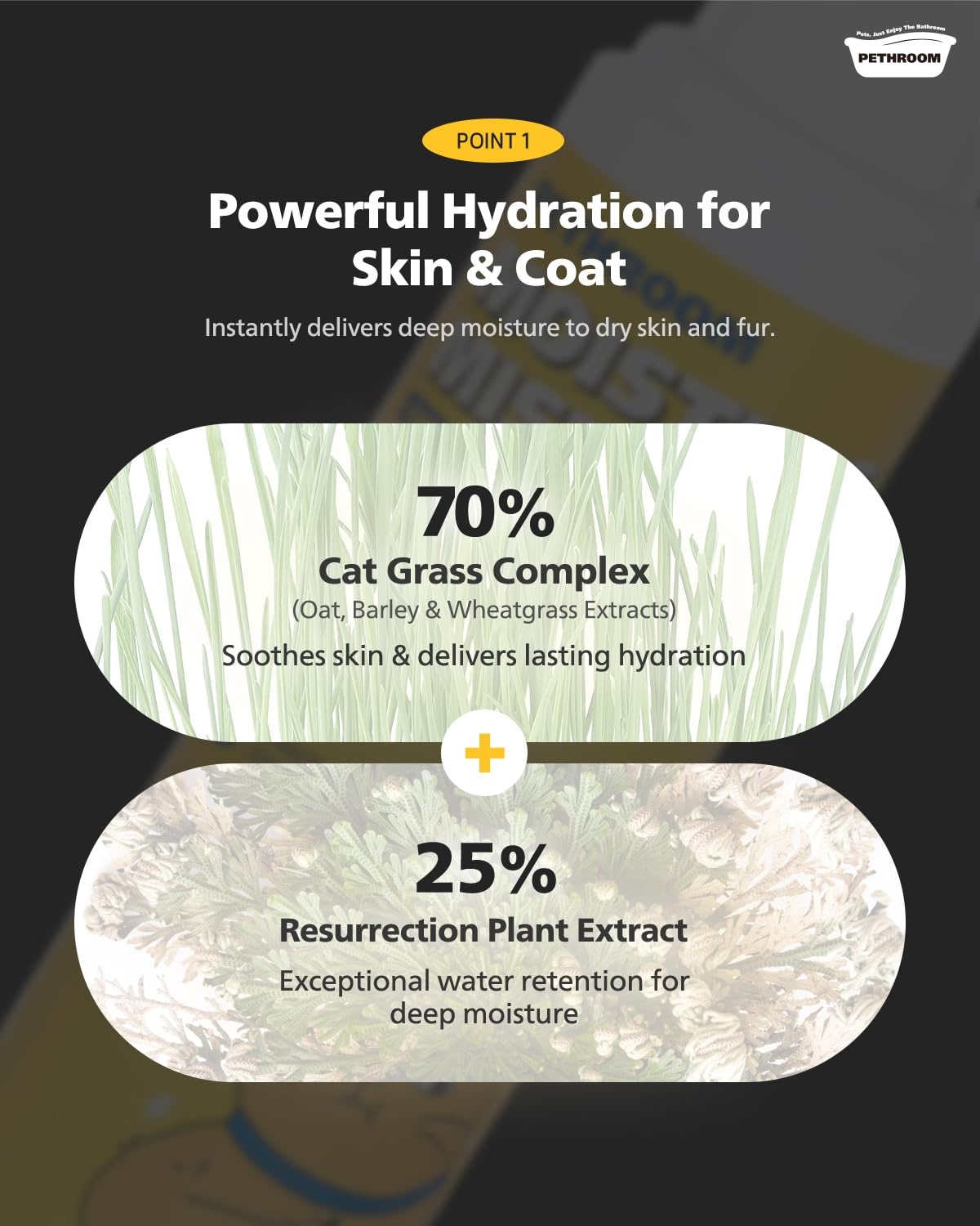 image:imagePETHROOM Unscented Cat Moisture Mist Natural LeaveIn Conditioner Spray for Cats 95 Plant Extracts Hydrating Detangling Static amp Dander Control 100 EWG Green