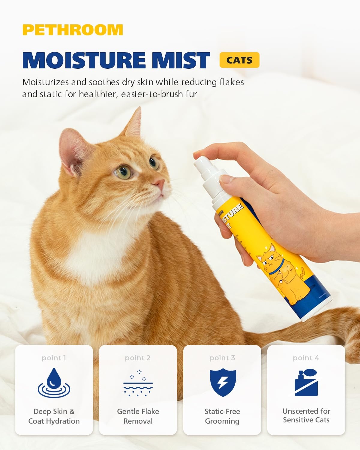image:imagePETHROOM Unscented Cat Moisture Mist Natural LeaveIn Conditioner Spray for Cats 95 Plant Extracts Hydrating Detangling Static amp Dander Control 100 EWG Green