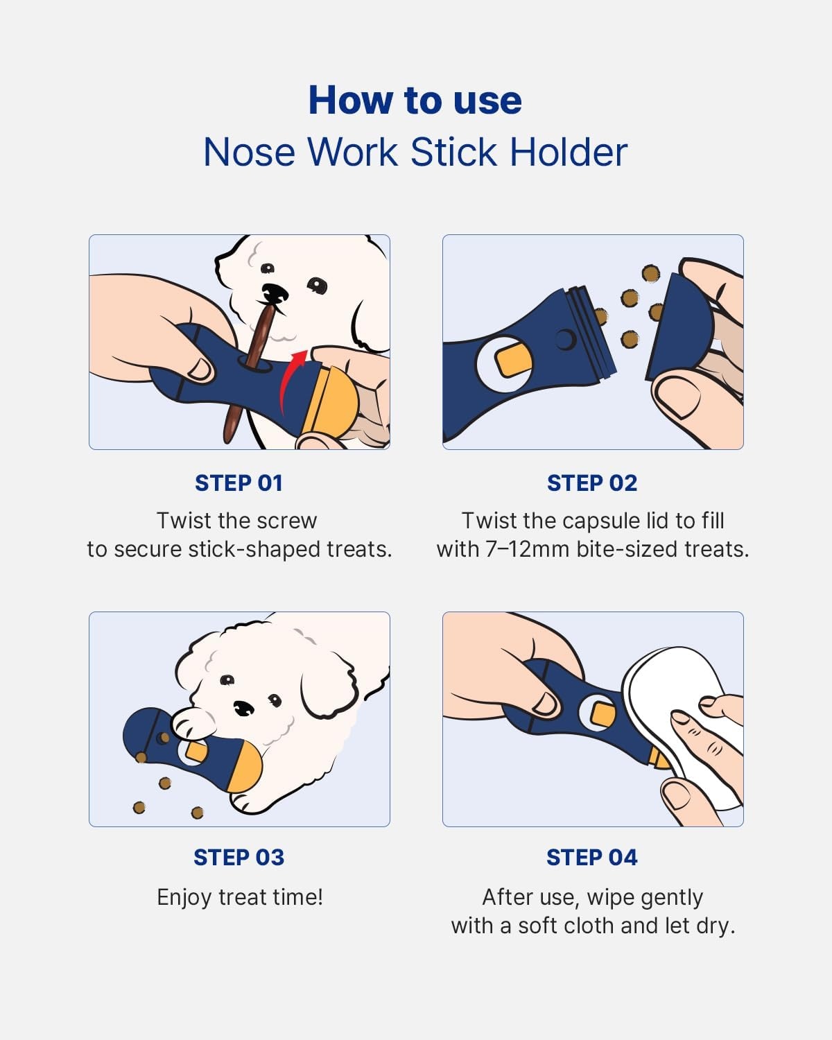 image:imagePETHROOM Bully Stick Holder for Dogs Durable Dog Chew Holder Nosework Enrichment Toy Helps Prevent Choking Fits 01204 inch Bully Sticks Ideal for Small Medium Dogs NavyNavy