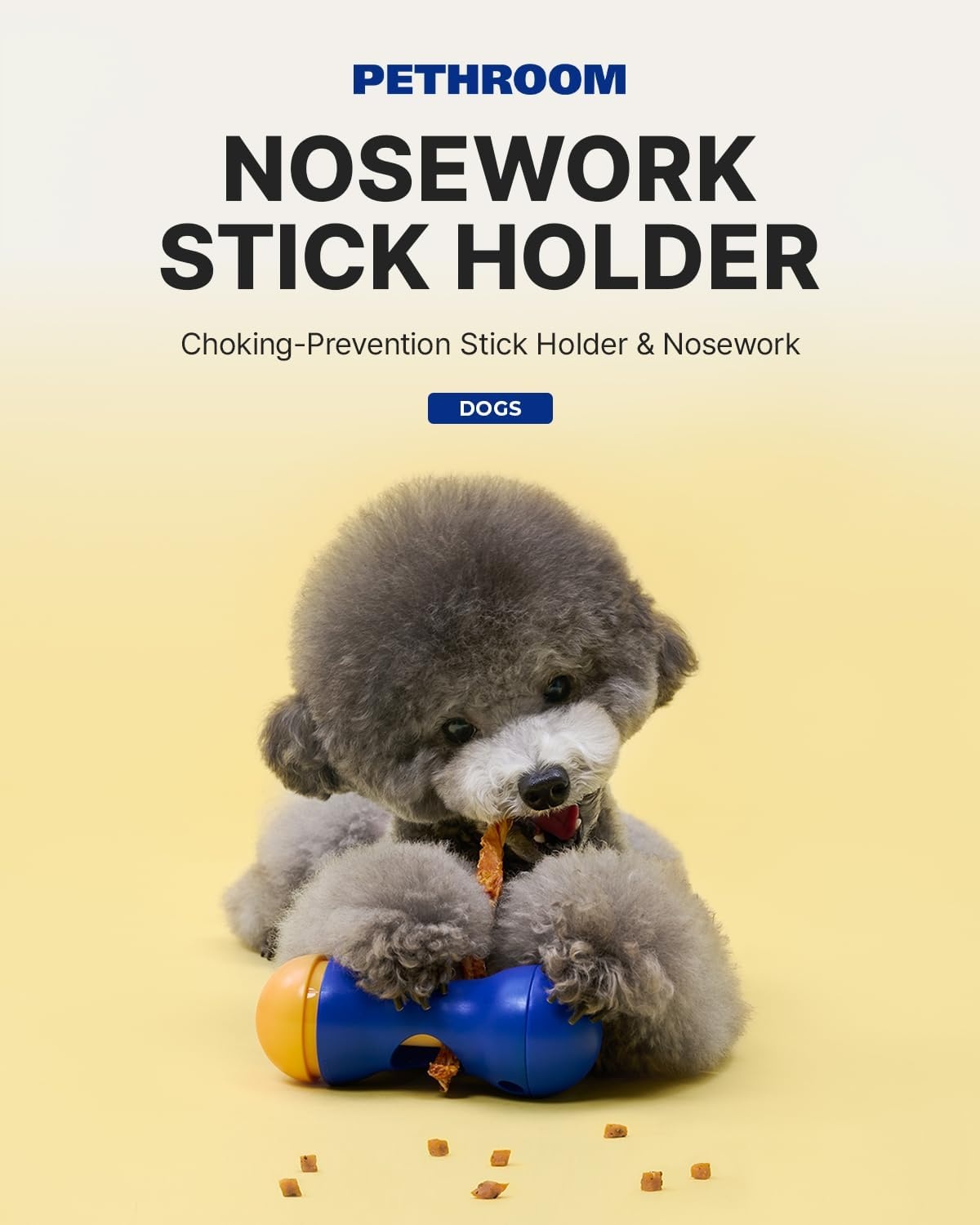 image:imagePETHROOM Bully Stick Holder for Dogs Durable Dog Chew Holder Nosework Enrichment Toy Helps Prevent Choking Fits 01204 inch Bully Sticks Ideal for Small Medium Dogs NavyNavy