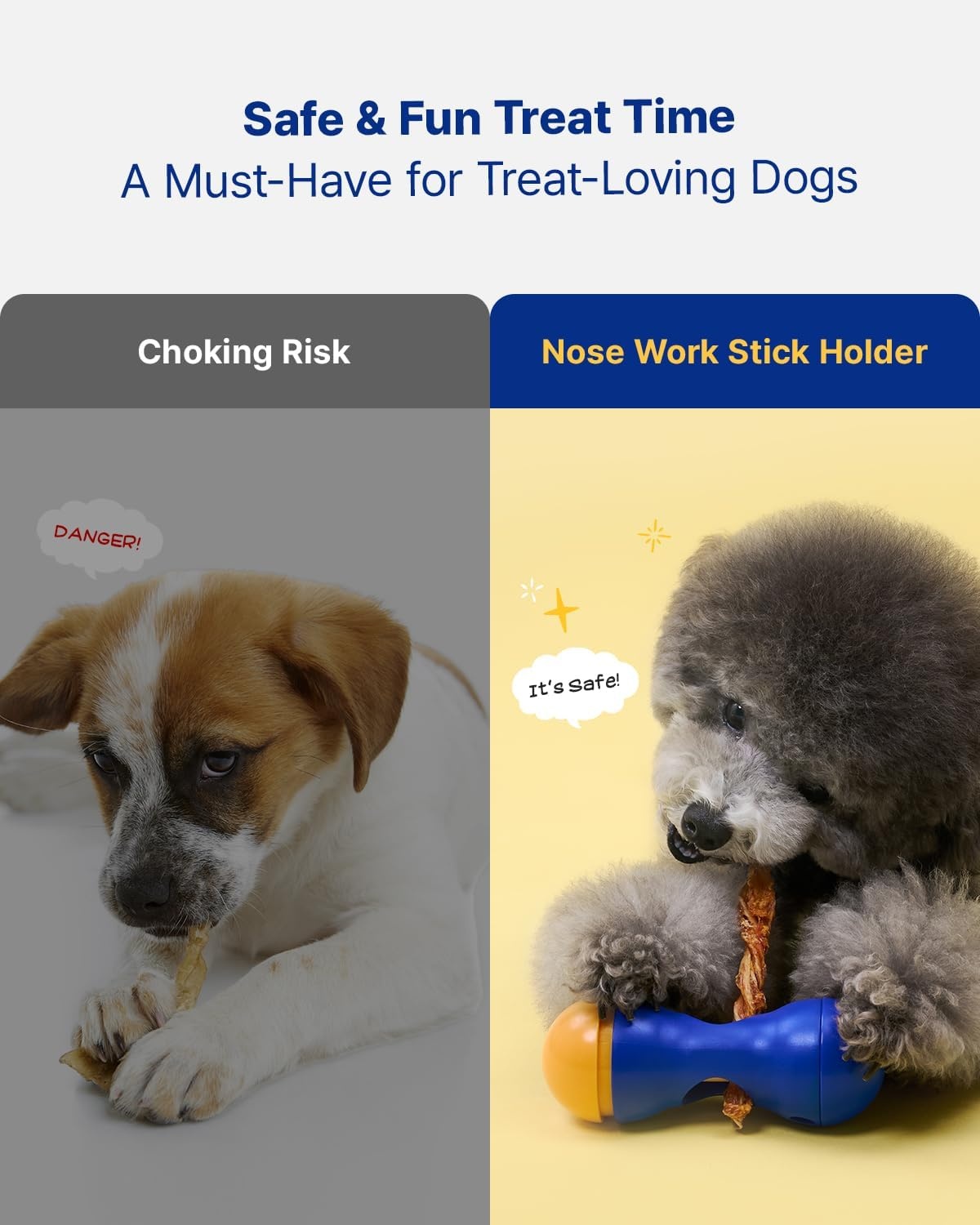 image:imagePETHROOM Bully Stick Holder for Dogs Durable Dog Chew Holder Nosework Enrichment Toy Helps Prevent Choking Fits 01204 inch Bully Sticks Ideal for Small Medium Dogs NavySoft Blue