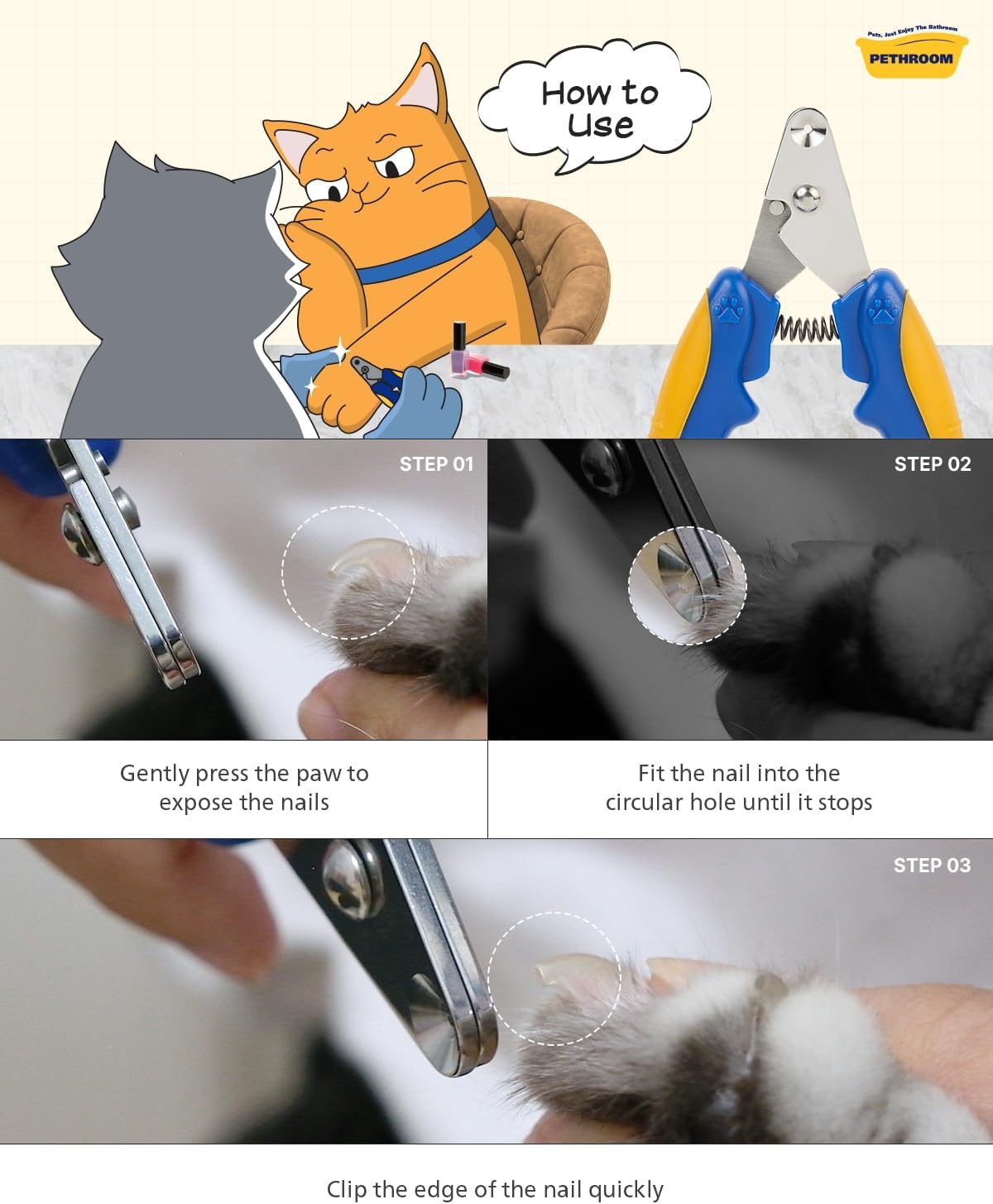 image:imagePETHROOM Cat Nail Clipper Trimmer for Indoor Cats with Circular Cut Hole 2mm Premium Sturdy Stainless Steel Blade Cat Claw Safe Easy Accurate Quiet amp Fast Avoid Overcutting