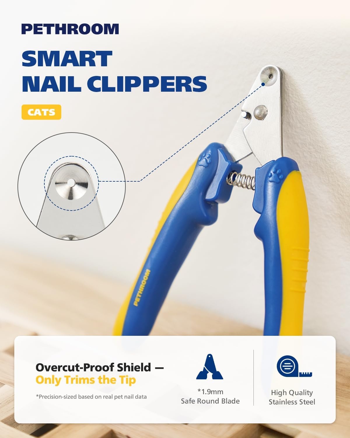 image:imagePETHROOM Cat Nail Clipper Trimmer for Indoor Cats with Circular Cut Hole 2mm Premium Sturdy Stainless Steel Blade Cat Claw Safe Easy Accurate Quiet amp Fast Avoid Overcutting