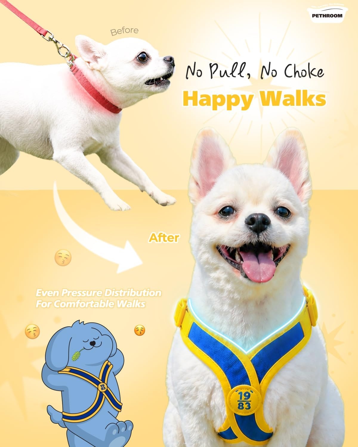 image:imagePETHROOM ComfortX Dog Harness 20 StepIn Lightweight Vest No Choke Easy OnOff with OneTouch Buckle Breathable 3D Mesh Padded amp ShockAbsorbing Adjustable for Small Medium Dogs Extra LargeXL Chest 201224 in
