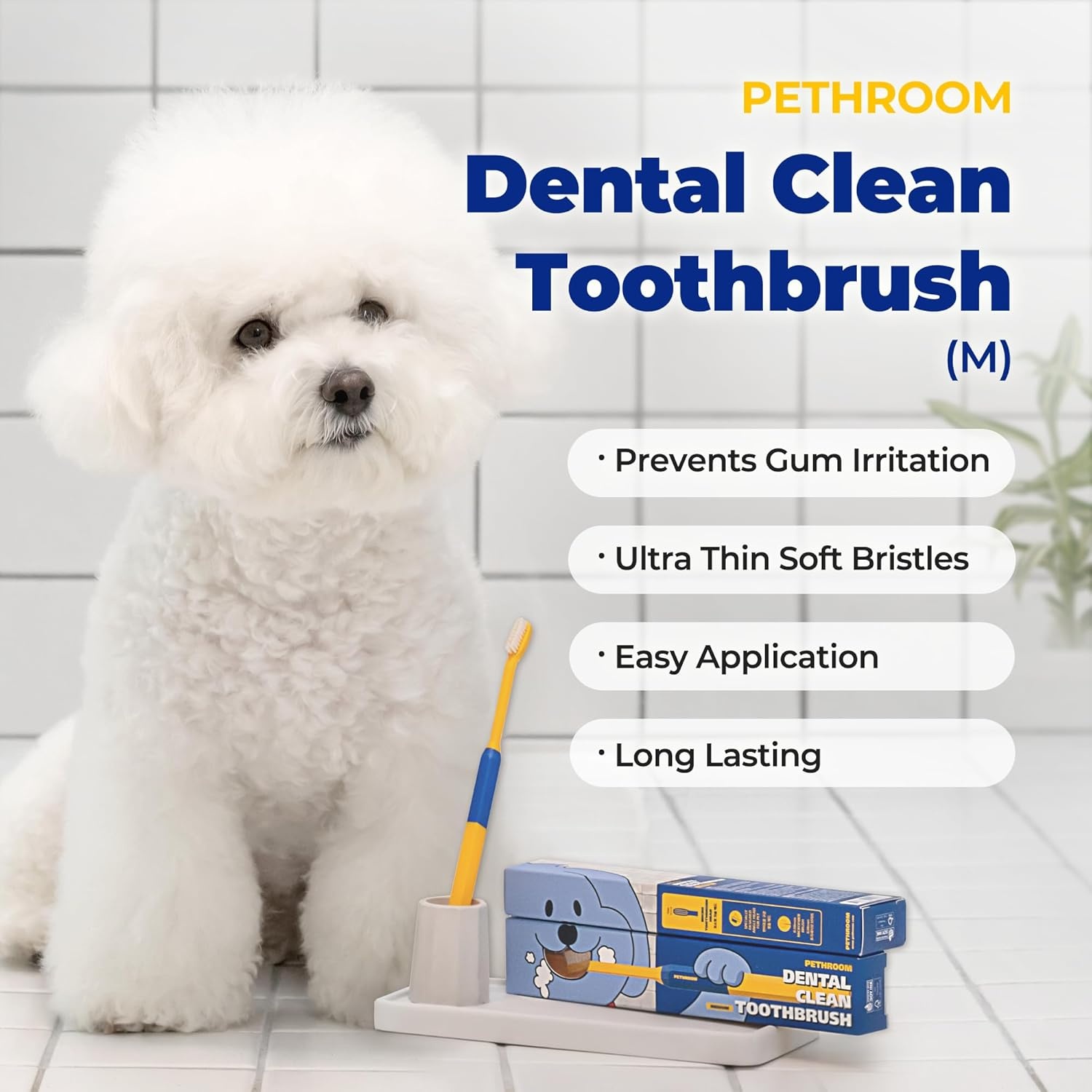 image:imagePETHROOM Pet Toothbrush for Cats and Dogs Round Shaped Head with Ultra Soft Bristle for Deep Cleaning Dental Care Kitten and Small Dogs Tartar Plaque Removal Deep PointMedium