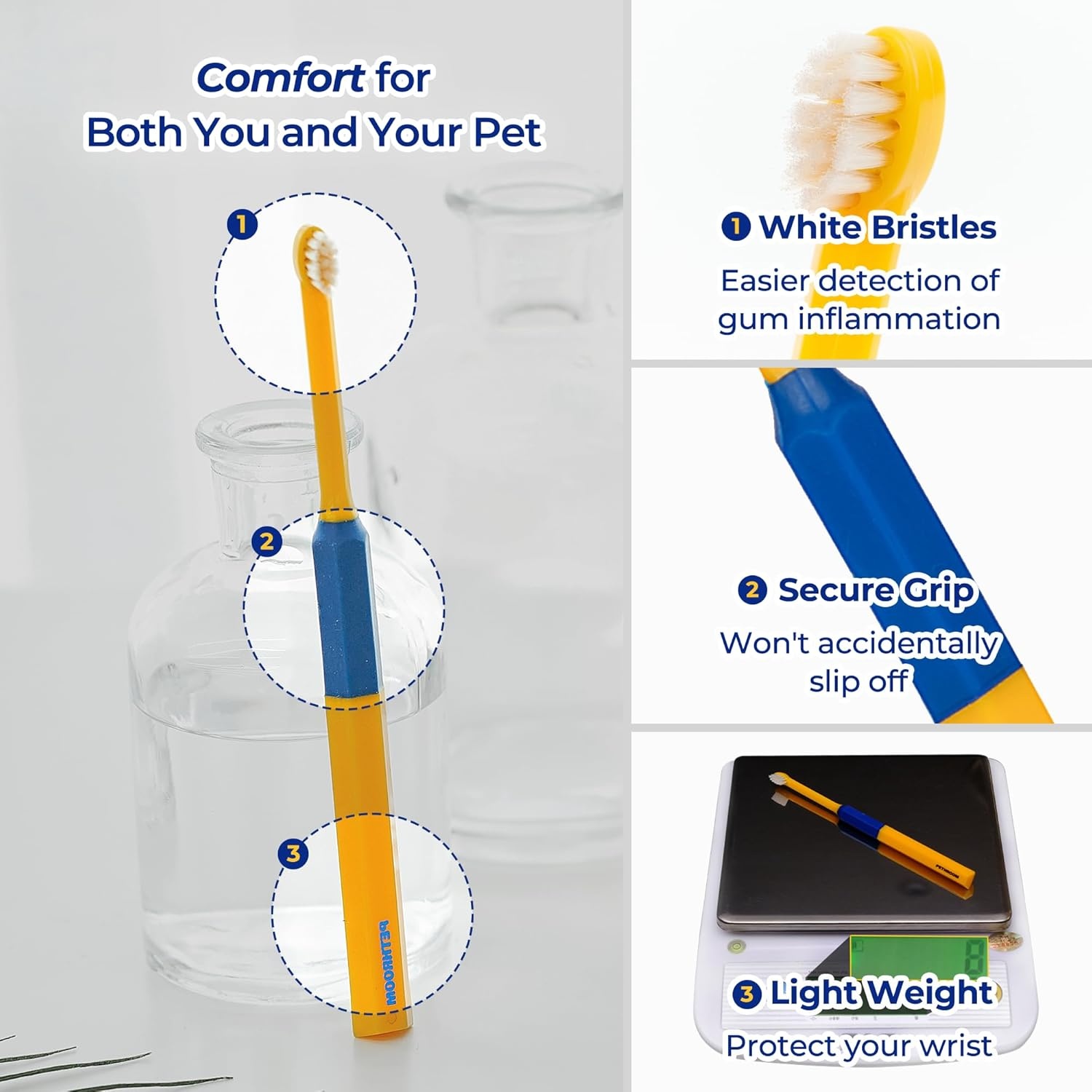 image:imagePETHROOM Pet Toothbrush for Cats and Dogs Round Shaped Head with Ultra Soft Bristle for Deep Cleaning Dental Care Kitten and Small Dogs Tartar Plaque Removal Deep PointExtra Small