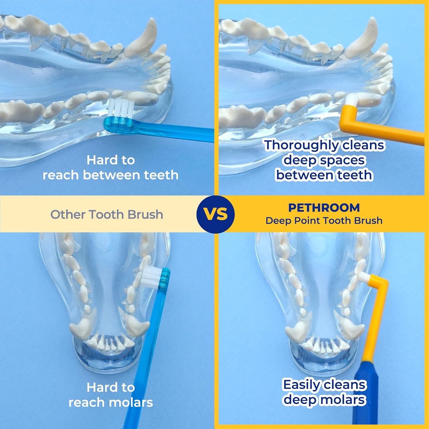 image:imagePETHROOM Pet Toothbrush for Cats and Dogs Round Shaped Head with Ultra Soft Bristle for Deep Cleaning Dental Care Kitten and Small Dogs Tartar Plaque Removal Deep PointDeep Point
