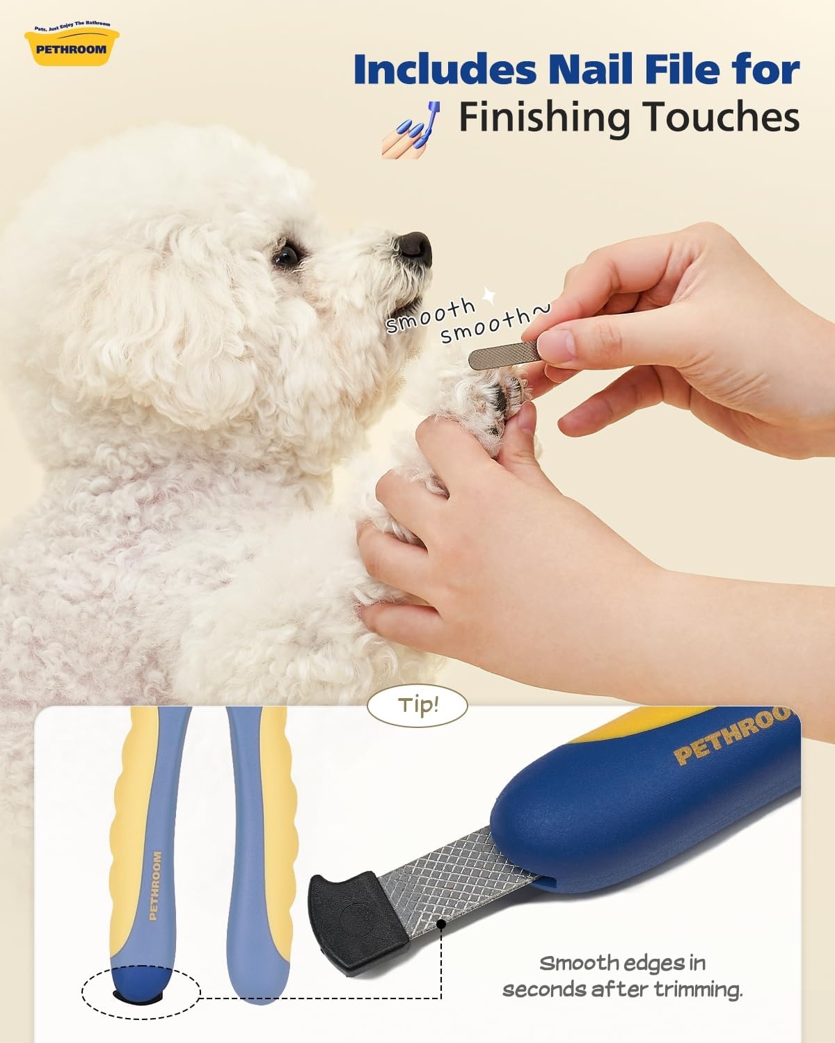 image:imagePETHROOM Professional Dog Nail Clipper with Transparent Guard amp Nail File Adjustable Cutting Length 13mm Sturdy Durable Stainless Steel Blade Nail Trimmer for Pets Avoid Overcutting
