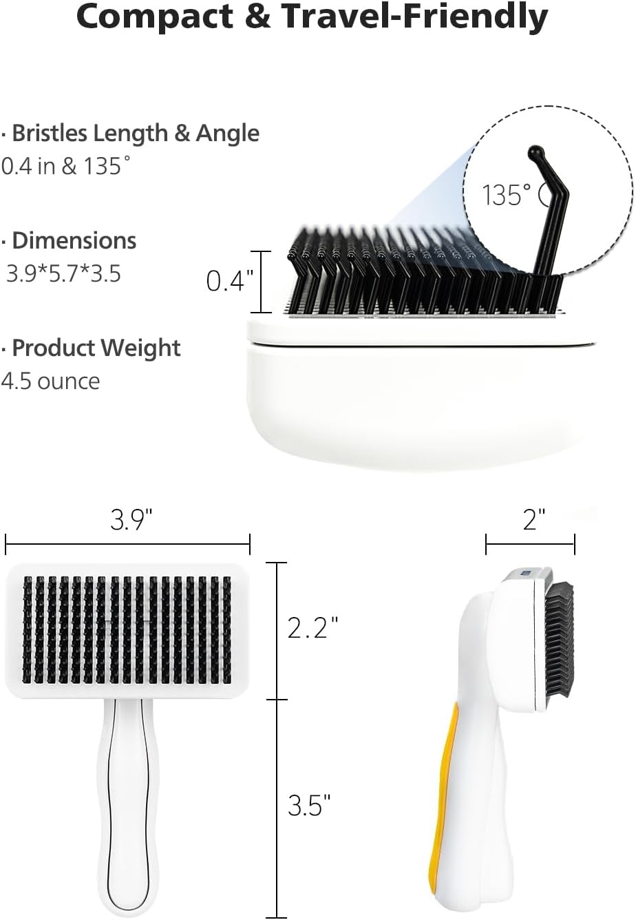 image:imagePETHROOM SelfCleaning Slicker Brush for Dogs amp Cats Gentle Grooming amp Deshedding Tool Removes Mats amp Tangles SkinFriendly Coated Tips OneTouch Hair Removal Button
