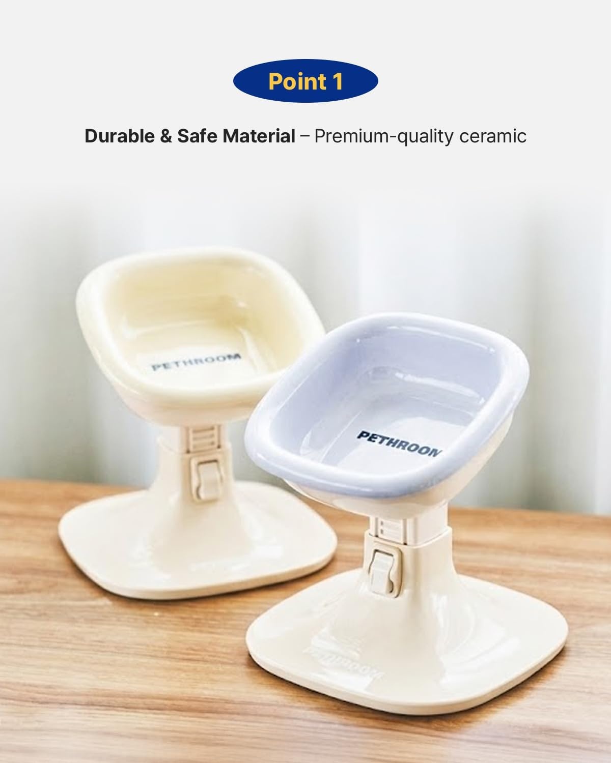 image:imagePETHROOM Well Fit Elevated Dog Bowl Stand Adjustable Height 4574 in with 022 Tilt Stable NonSlip Feeding Stand for Dogs amp Cats Bowl Not Included Yellow amp BluePink