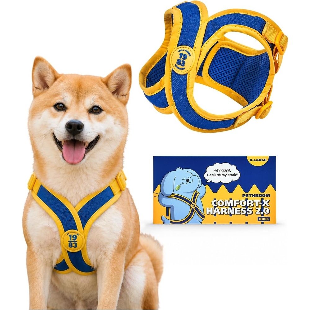 image:imagePETHROOM ComfortX Dog Harness 20 StepIn Lightweight Vest No Choke Easy OnOff with OneTouch Buckle Breathable 3D Mesh Padded amp ShockAbsorbing Adjustable for Small Medium Dogs Extra LargeXL Chest 201224 in