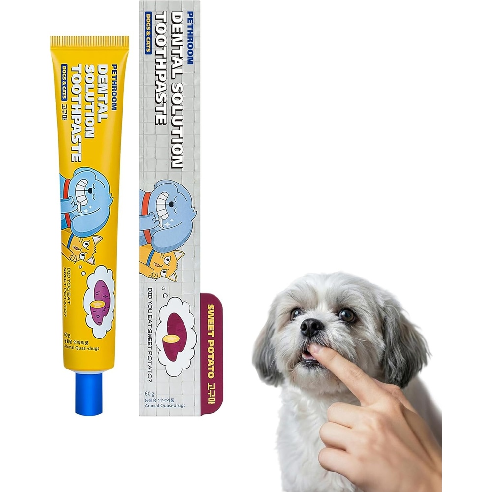 image:imagePETHROOM Pet Dental Solution Toothpaste for Dogs amp Cats Sweet Potato Flavor Enzymatic Toothpaste for Fresh Breath amp Plaque Control Gentle Daily Dental Care Net Wt 21 ozSweet Potato