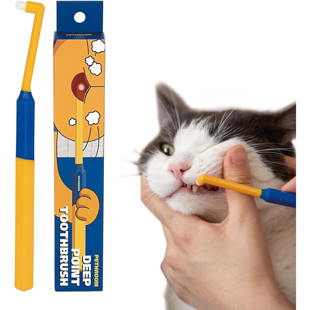 image:imagePETHROOM Pet Toothbrush for Cats and Dogs Round Shaped Head with Ultra Soft Bristle for Deep Cleaning Dental Care Kitten and Small Dogs Tartar Plaque Removal Deep PointDeep Point
