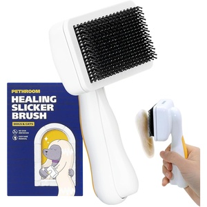 image:imagePETHROOM SelfCleaning Slicker Brush for Dogs amp Cats  Gentle Grooming amp Deshedding Tool Removes Mats amp Tangles SkinFriendly Coated Tips OneTouch Hair Removal Button