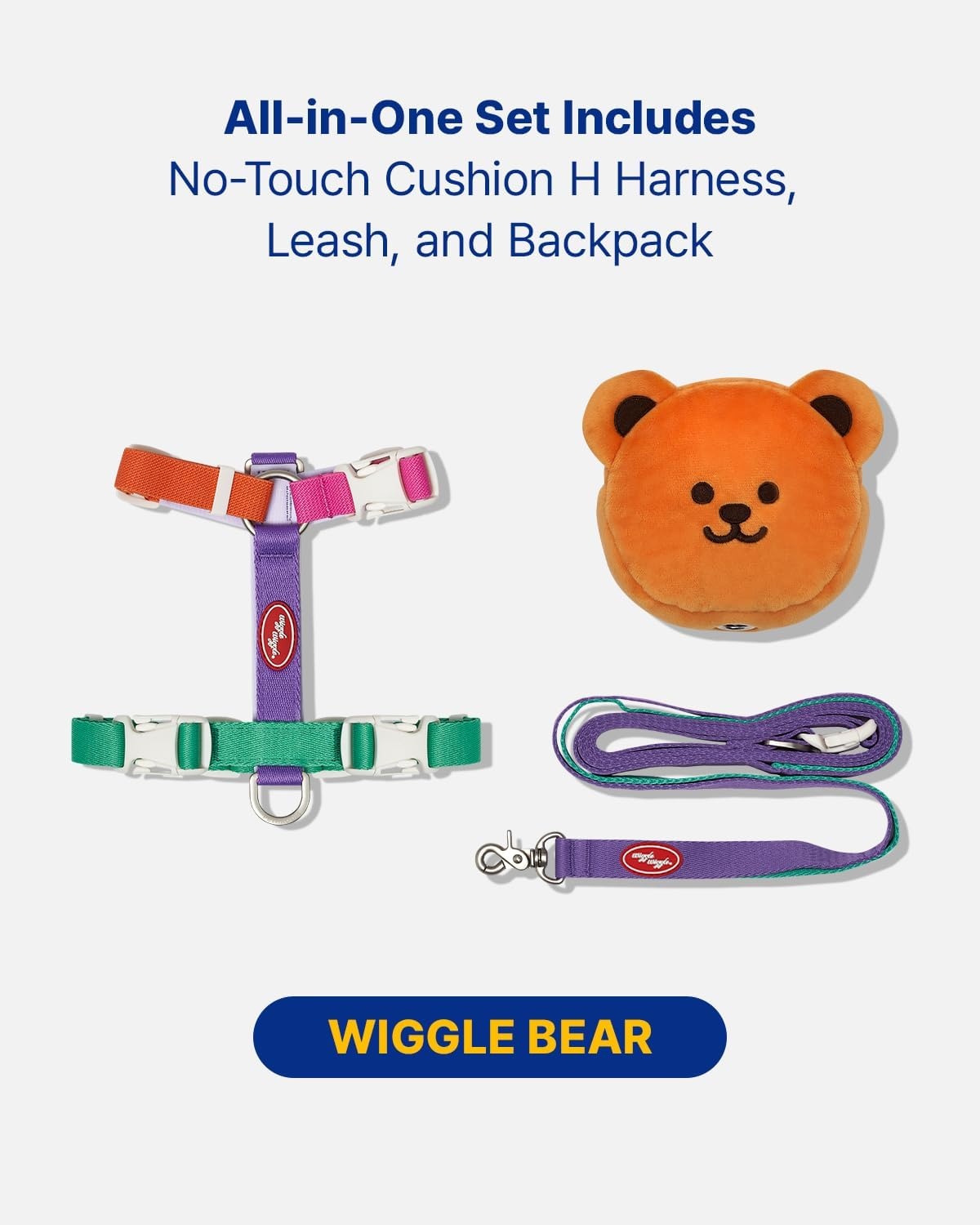 image:imagePETHROOM Wiggle Wiggle Smile We Love Dog Backpack Harness with Leash Cute FlowerShaped Mini Backpack NoPull Adjustable Harness for Small Medium Dogs Ideal for Travel Camping amp Hiking LargeWiggle Bear
