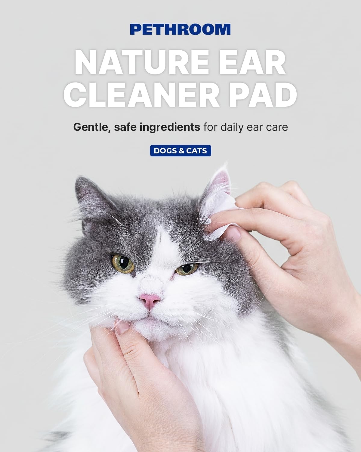 image:imagePETHROOM Nature Ear Cleaning Pads Hypoallergenic Microfiber Pads for Dogs amp Cats Gentle Daily Ear Care that Removes Dirt amp Wax Safely 50 Count