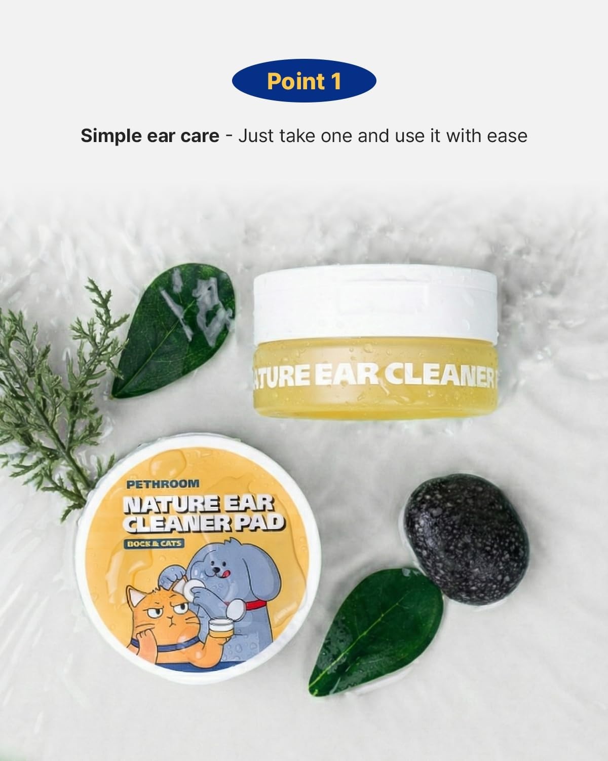image:imagePETHROOM Nature Ear Cleaning Pads Hypoallergenic Microfiber Pads for Dogs amp Cats Gentle Daily Ear Care that Removes Dirt amp Wax Safely 50 Count