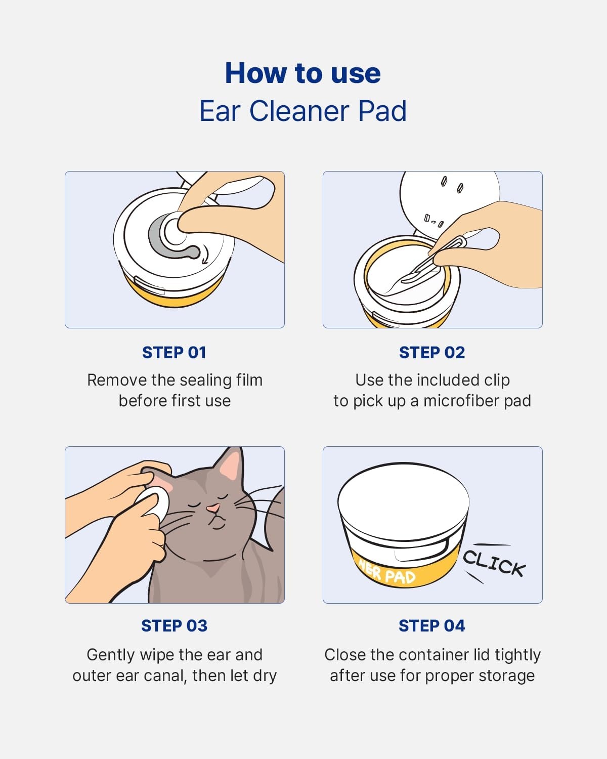 image:imagePETHROOM Nature Ear Cleaning Pads Hypoallergenic Microfiber Pads for Dogs amp Cats Gentle Daily Ear Care that Removes Dirt amp Wax Safely 50 Count
