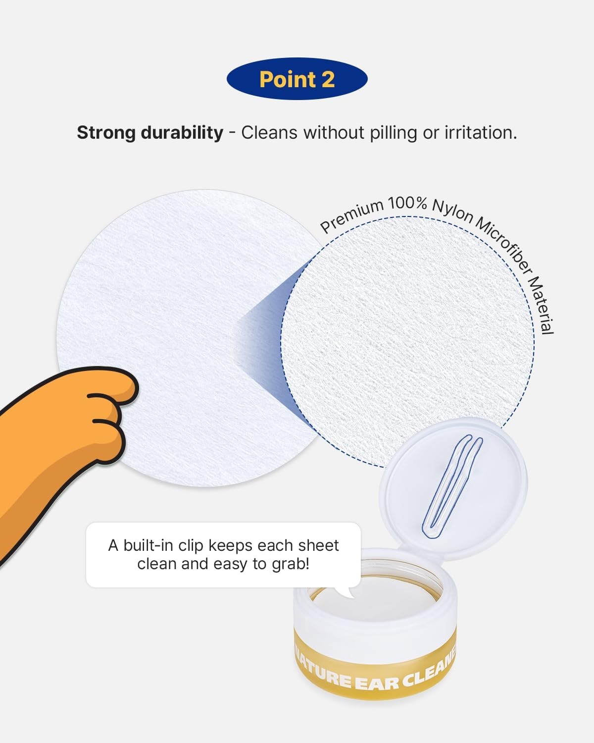 image:imagePETHROOM Nature Ear Cleaning Pads Hypoallergenic Microfiber Pads for Dogs amp Cats Gentle Daily Ear Care that Removes Dirt amp Wax Safely 50 Count