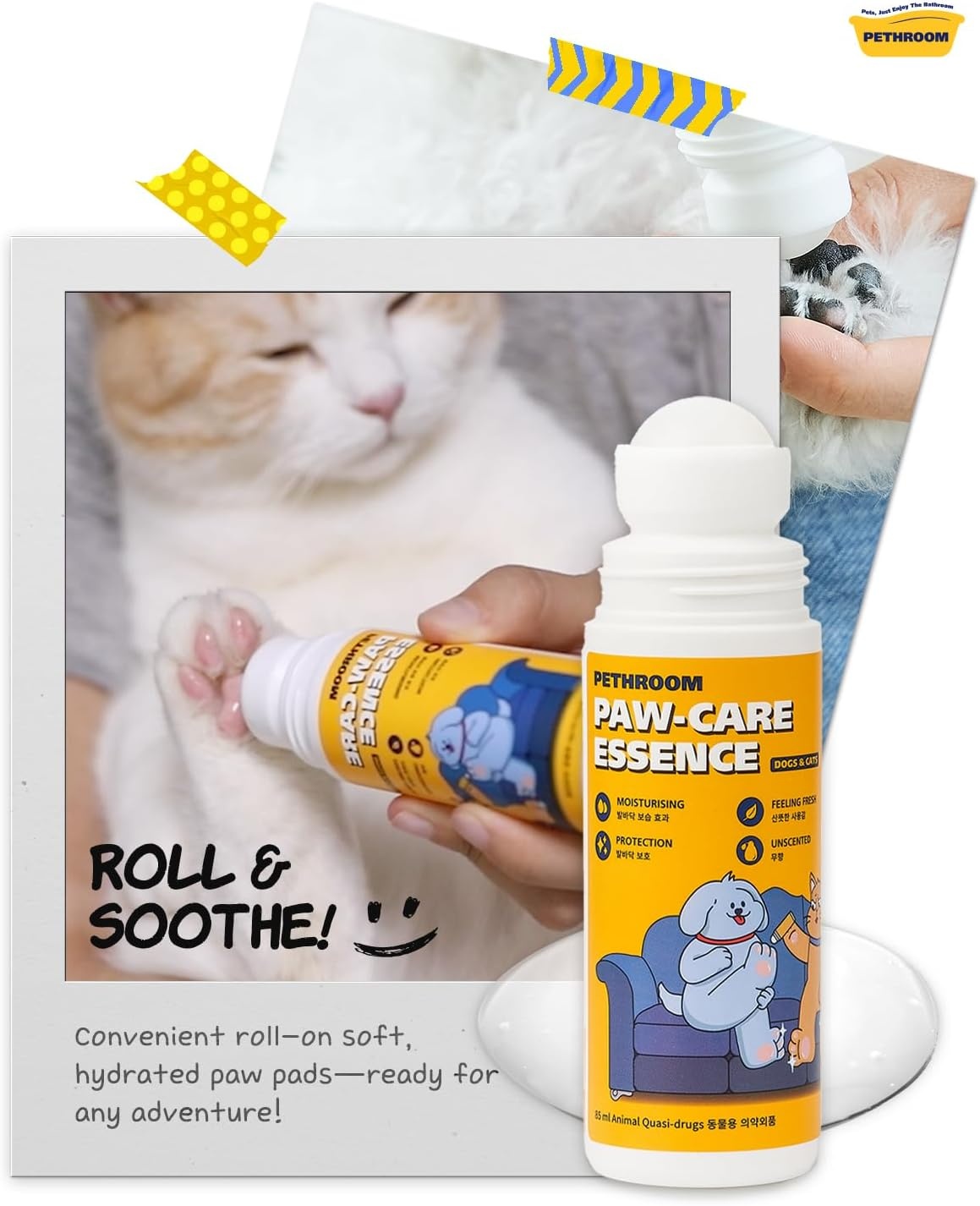 image:imagePETHROOM Rollon Paw Balm for Cats amp Dogs LickSafe Super Moisturizing Paw Protector Soothing Protection from Hot Pavement Easy to Apply Quick Drying NonSticky NonStaining 287 floz