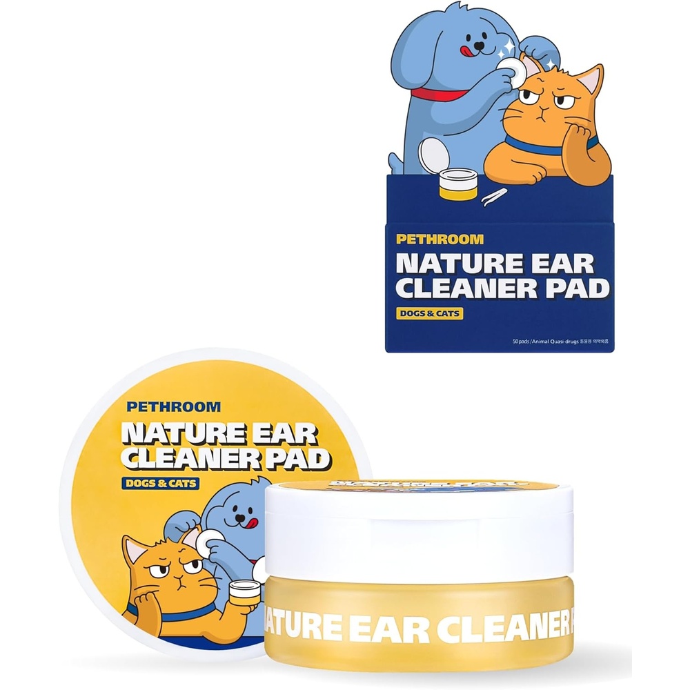 image:imagePETHROOM Nature Ear Cleaning Pads Hypoallergenic Microfiber Pads for Dogs amp Cats Gentle Daily Ear Care that Removes Dirt amp Wax Safely 50 Count