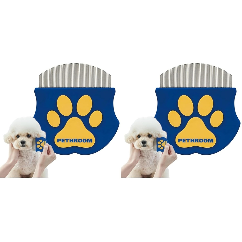 image:imagePETHROOM Professional Eye Comb for Pets Stainless Steel Tear Stain Remover for Cats amp Dogs Gentle RoundHead Grooming Tool Compact amp Portable for Eye Gunk RemovalOne Size Pack of 2