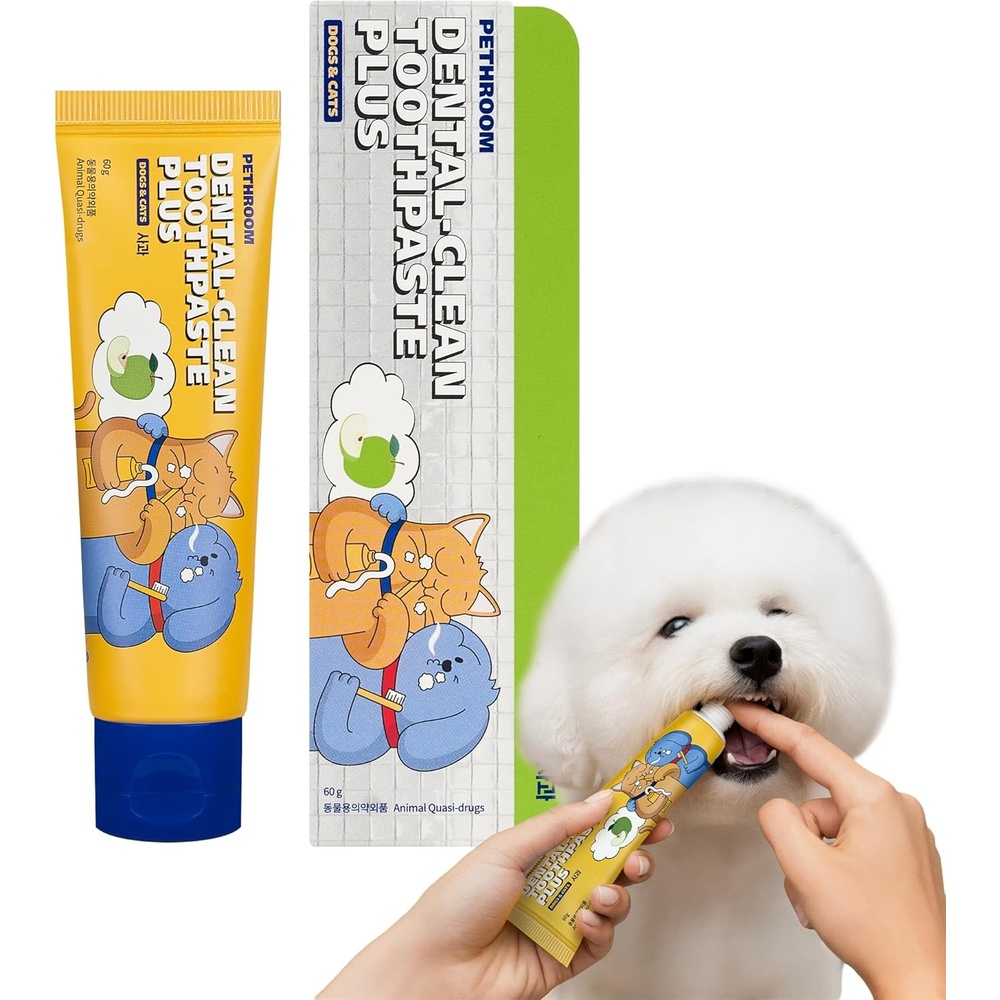 image:imagePETHROOM Pet Dental Clean Toothpaste Plus for Dogs amp Cats Apple Flavor Enzymatic Toothpaste for Fresh Breath amp Plaque Control Gentle Daily Dental Care Net Wt 21 ozApple